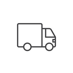 Lorry line icon, outline vector sign, linear style pictogram isolated on white. Shipping truck symbol, logo illustration. Editable stroke. Pixel perfect vector graphics