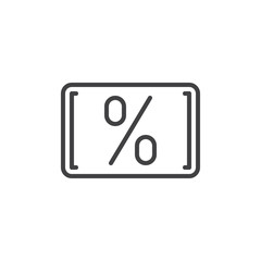 Card with percent line icon, outline vector sign, linear style pictogram isolated on white. Discount card symbol, logo illustration. Editable stroke. Pixel perfect vector graphics