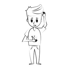 Young man cartoon icon vector illustration graphic design