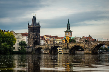 Fototapeta na wymiar Charles Bridge over the Vltava river in Prague, Czech Republic