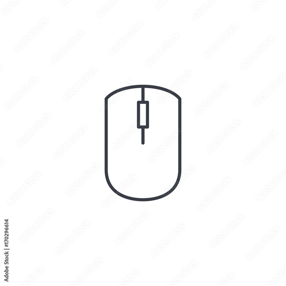 Aufkleber computer mouse thin line icon. linear vector illustration. pictogram isolated on white background