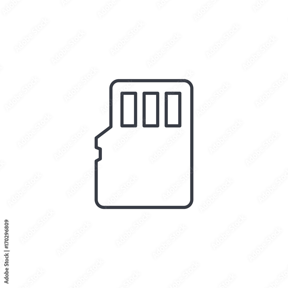 Poster flash memory sd card thin line icon. linear vector illustration. pictogram isolated on white backgro
