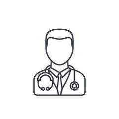 Avatar, doctor whith phonendoscope thin line icon. Linear vector illustration. Pictogram isolated on white background