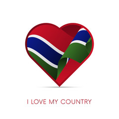 Gambia flag in heart. I love my country. sign. Vector illustration.