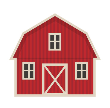 Farm building icon flat style. Isolated on white background. Vector illustration