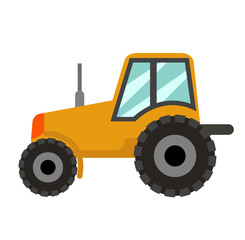 Tractor icon flat style. Isolated on white background. Vector illustration