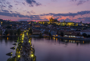 Fototapeta na wymiar Prague castle and Charles bridge at night