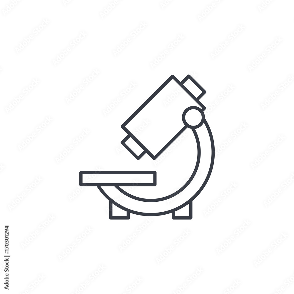 Poster microscope thin line icon. linear vector illustration. pictogram isolated on white background