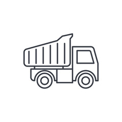 dump truck thin line icon. Linear vector illustration. Pictogram isolated on white background