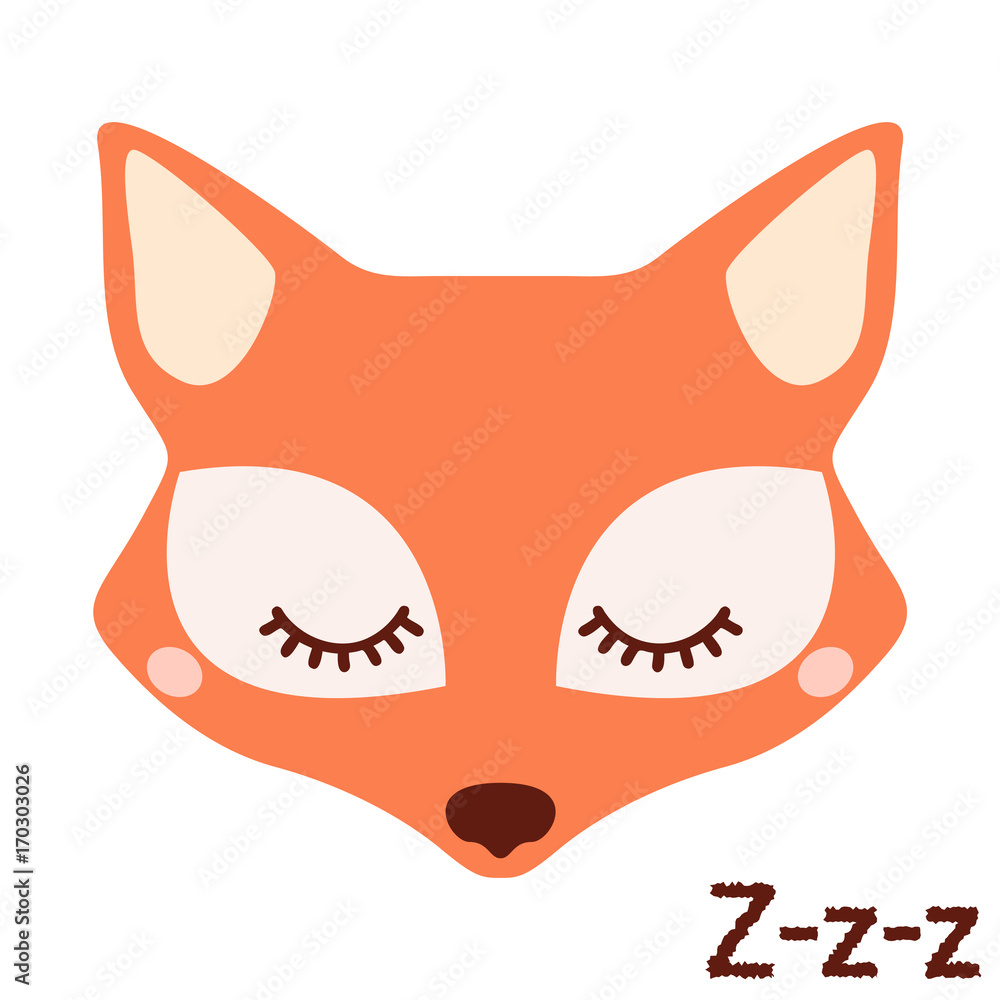 Sticker sleepy fox