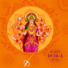 Happy Durga Puja festival background for India holiday Dussehra