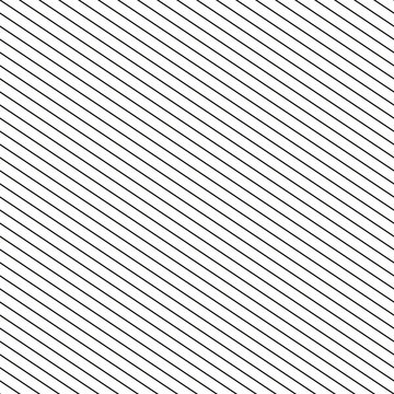 Vector seamless stripes pattern. Thin diagonal lines geometric texture. Simple striped illustration template, repeat tiles. Black and white colors. Abstract geometrical monochrome print background