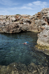 Man swimming underwater