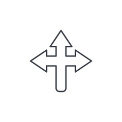 Arrow cross, three-way thin line icon. Linear vector illustration. Pictogram isolated on white background