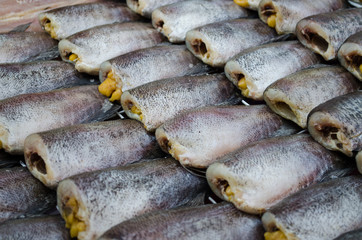 Dried Trichogaster pectoralis Fish , Native market, Thailand