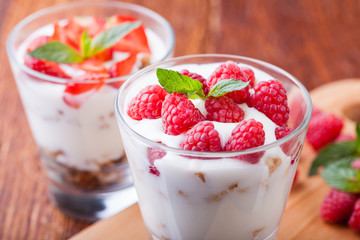 yogurt with muesli and berries