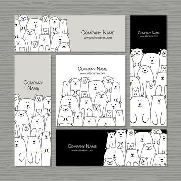 Business cards design, polar bears family