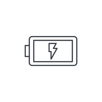 battery charge full thin line icon. Linear vector illustration. Pictogram isolated on white background