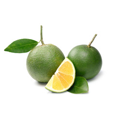 Tropical fruit : Sweet orange isolate on white background