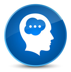 Brain head icon elegant blue round button