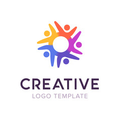 Creative connect people logo. Family logo template. Insurance symbol. Community social graphic vector template