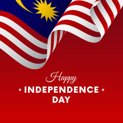 Banner or poster of Malaysia independence day celebration. Waving flag. Vector illustration.
