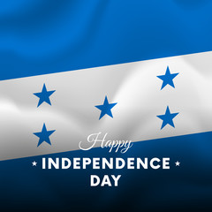 Obraz na płótnie Canvas Banner or poster of Honduras independence day celebration. Waving flag. Vector illustration.