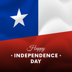Banner or poster of Chile independence day celebration. Waving flag. Vector illustration.
