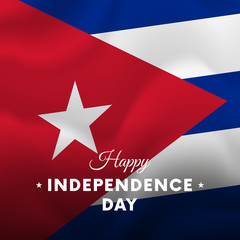Banner or poster of Cuba independence day celebration. Waving flag. Vector illustration.