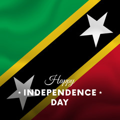 Banner or poster of Saint Kitts and Nevis independence day celebration. Waving flag. Vector illustration.