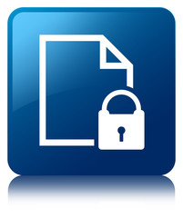 Secure document icon blue square button