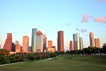 Fototapeta na wymiar Houston Downtown Skyline at Sunset