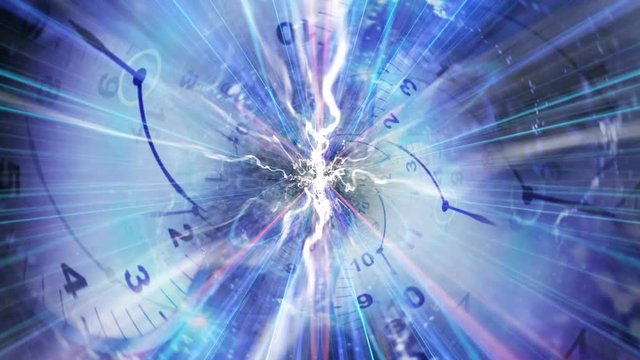 Clocks Tunnel Animation, Rendering, Time Travel Concept, Background, Loop, 4k
