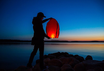 sky flying lantern © arcadi62