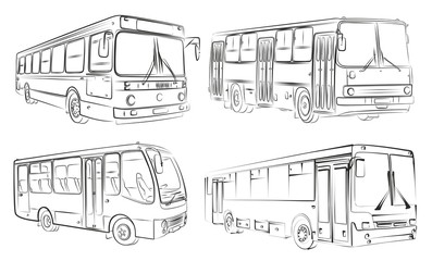 Sketches of buses. 