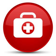 Obraz premium First aid kit bag icon special red round button