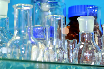 Glass flasks and bulbs in various shapes and sizes