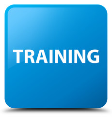 Training cyan blue square button
