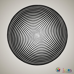 Black and white spiral abstract halftone dots background. Vector illustration