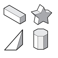 set of Basic 3d geometric shapes. Geometric solids vector  illustration  isolated on a white background.
