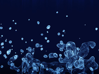 Abstract polygonal space low poly dark background with connecting dots and  lines, splash structures.