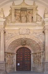 Portico entrance of the Catheedral de Nuestra Senora de la Huerta, Tarazona, Zaragoza province, Aragon, Spain