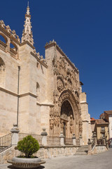 Fototapeta na wymiar Entrance of the Gothic church of Santa Maria la Real, Aranda de Duero, Burgos province, Castilla y Leon, Spain