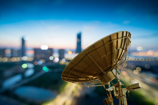 picture of parabolic satellite dish space technology receivers