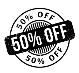 50 Off rubber stamp. Grunge design with dust scratches. Effects can be easily removed for a clean, crisp look. Color is easily changed.