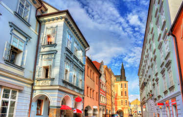Fototapeta na wymiar Buildings in the old town of Ceske Budejovice, Czech Republic.