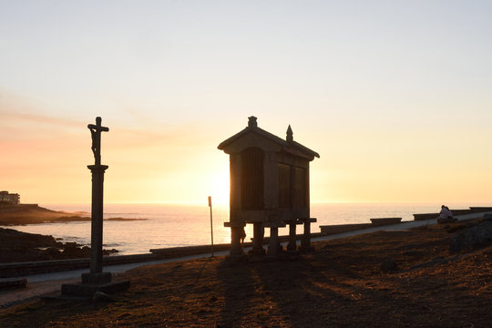Horreo in the coastal village of Baiona in Pontevedra, Galicia