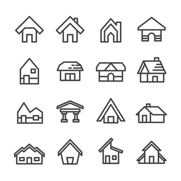 house home line icon set