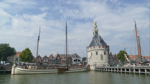 Head tower at the port of Hoorn, time lapse