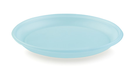 Plastic disposable plate isolated